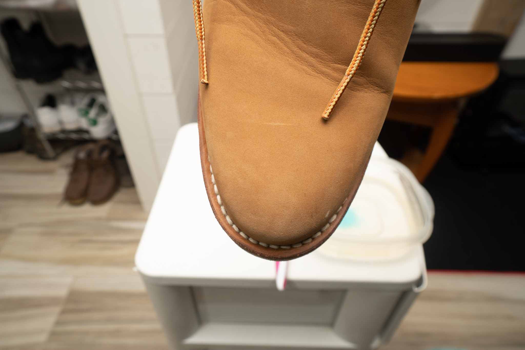 scratch on leather boot