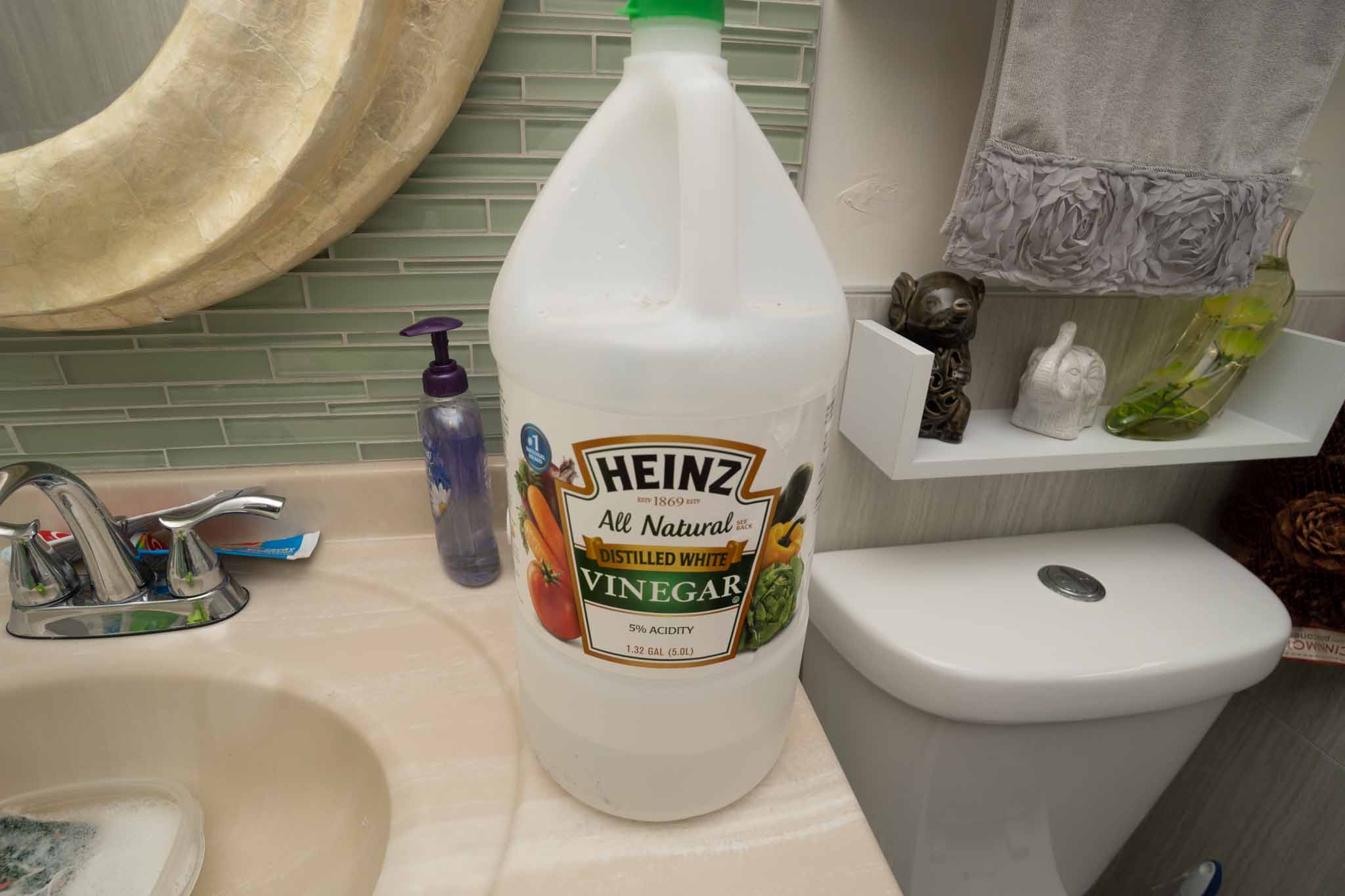 vinegar on bathroom countertop