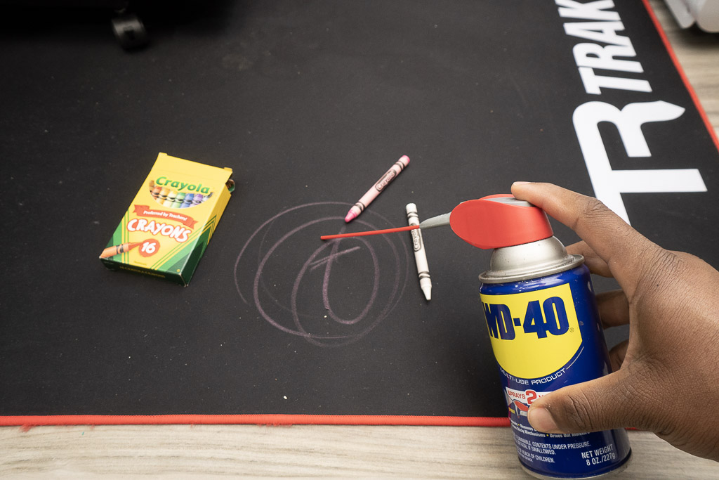 cleaning crayon mark with wd 40