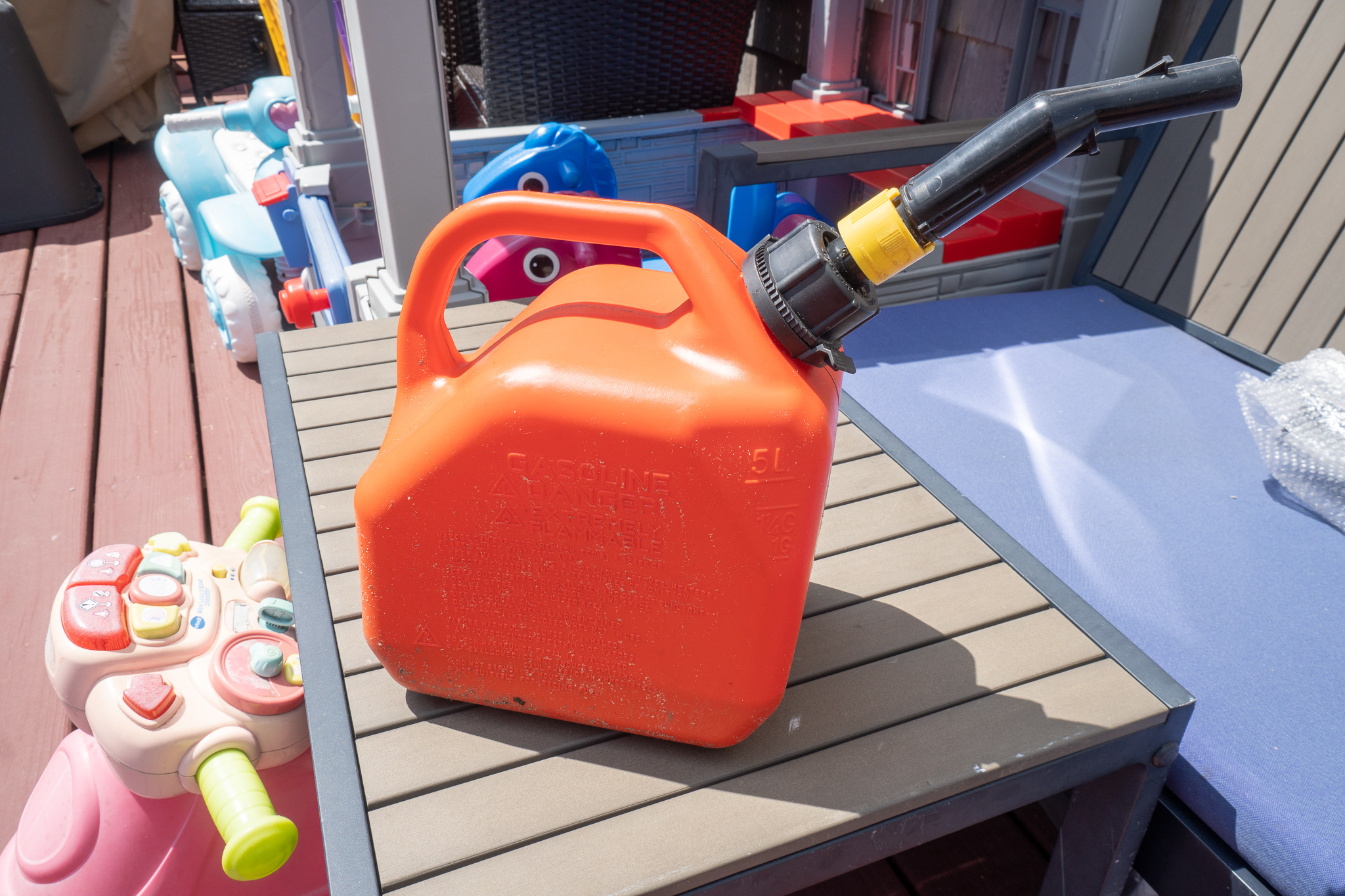 gas in gasoline container