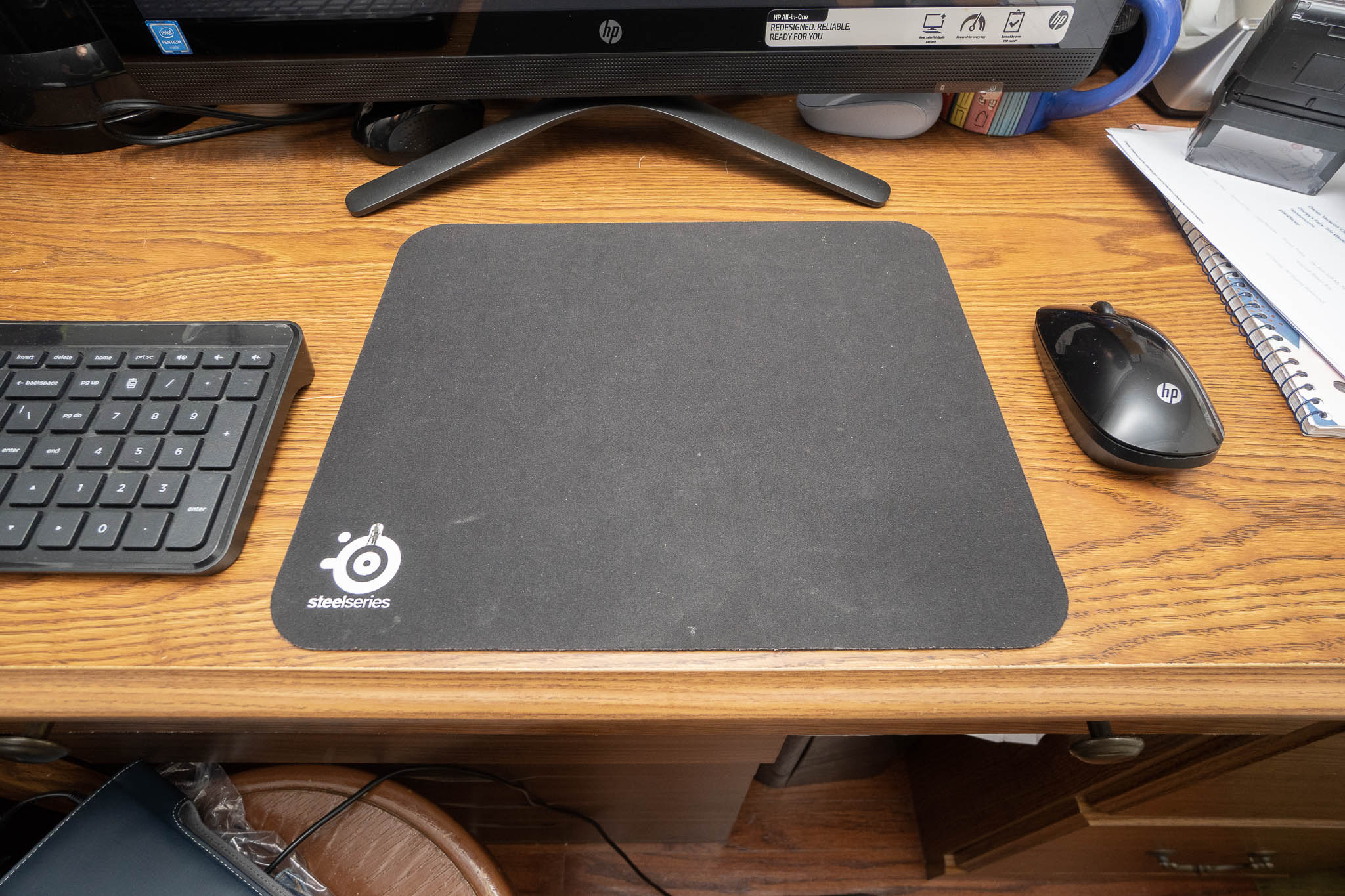 dirty mouse pad on desk