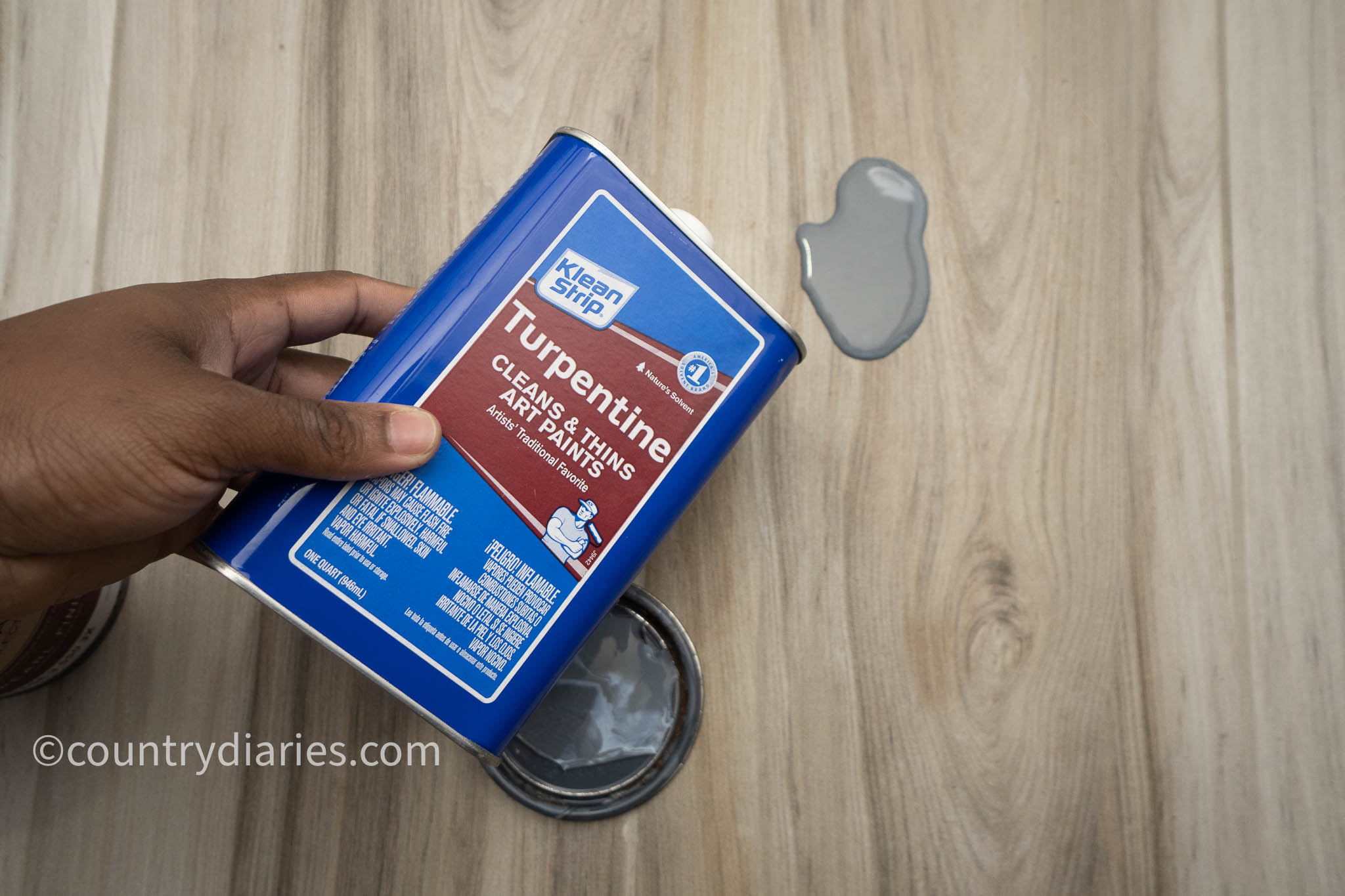 cleaning paint off tile floor with paint thinner